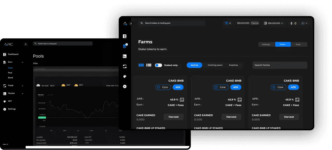 Arc pools & farms — stake tokens for passive income