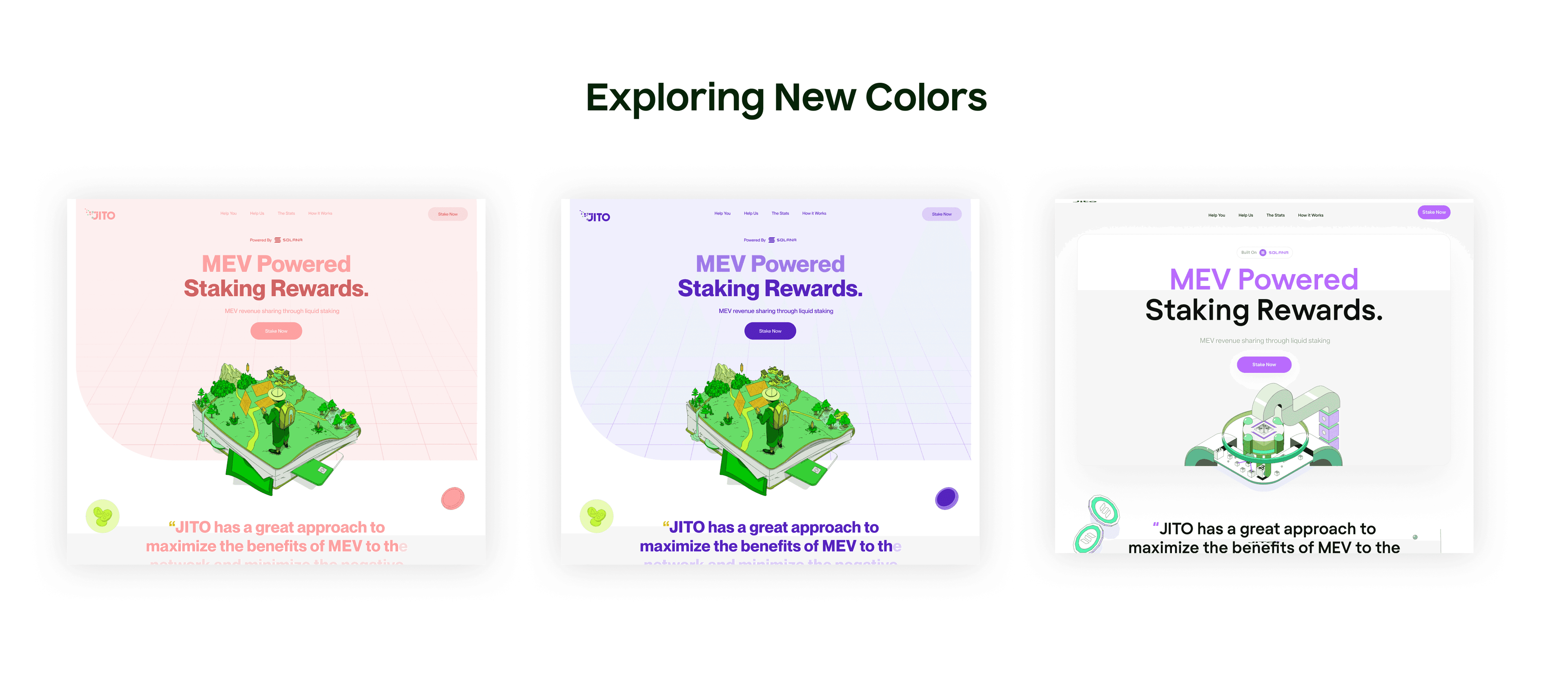 Exploring new colors — from green toward purple