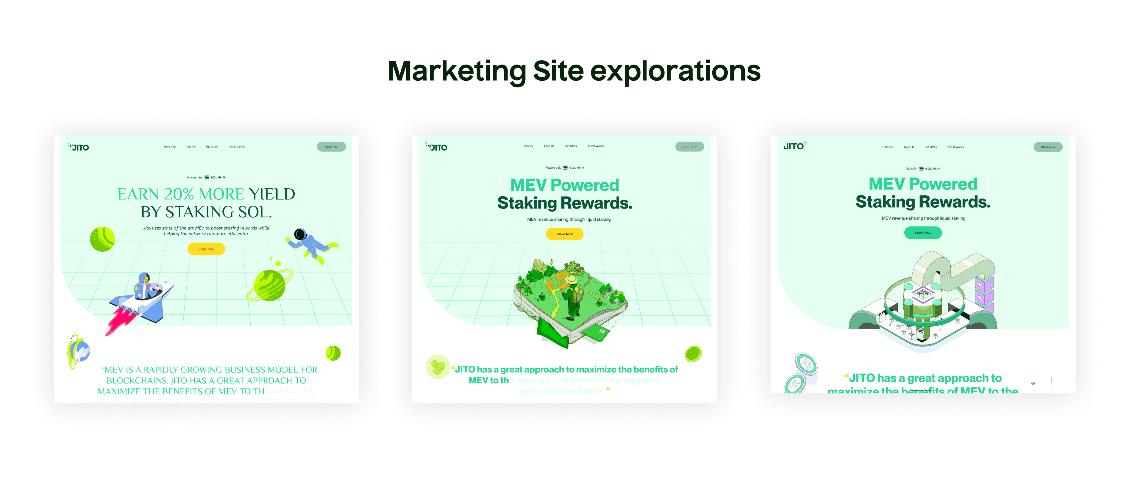 Marketing site explorations