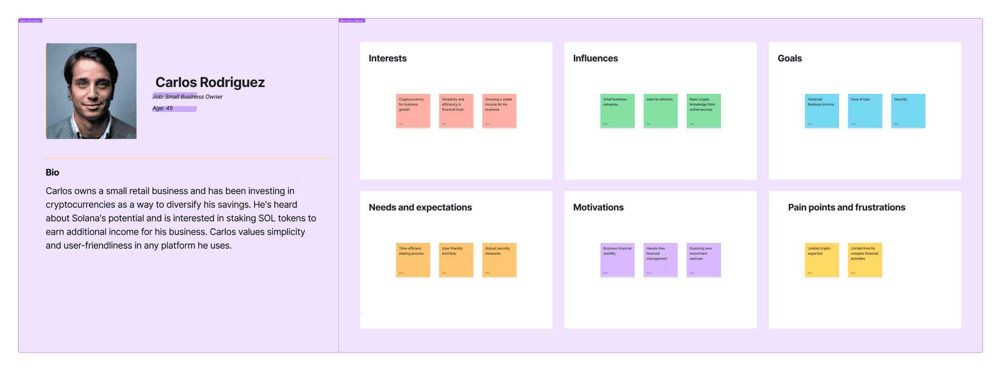 User persona — Carlos Rodriguez, small business owner